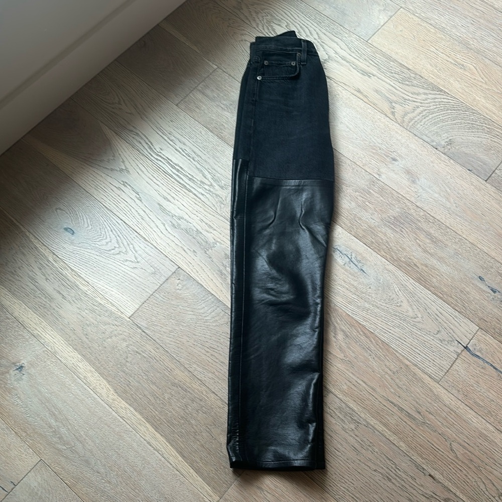 AGOLDE Pieced 90's Pinch Waist Jean in Howl & Detox Leather size 23 - Picture 7 of 8